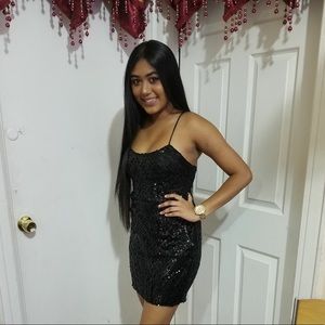 Black sexy sequins dress